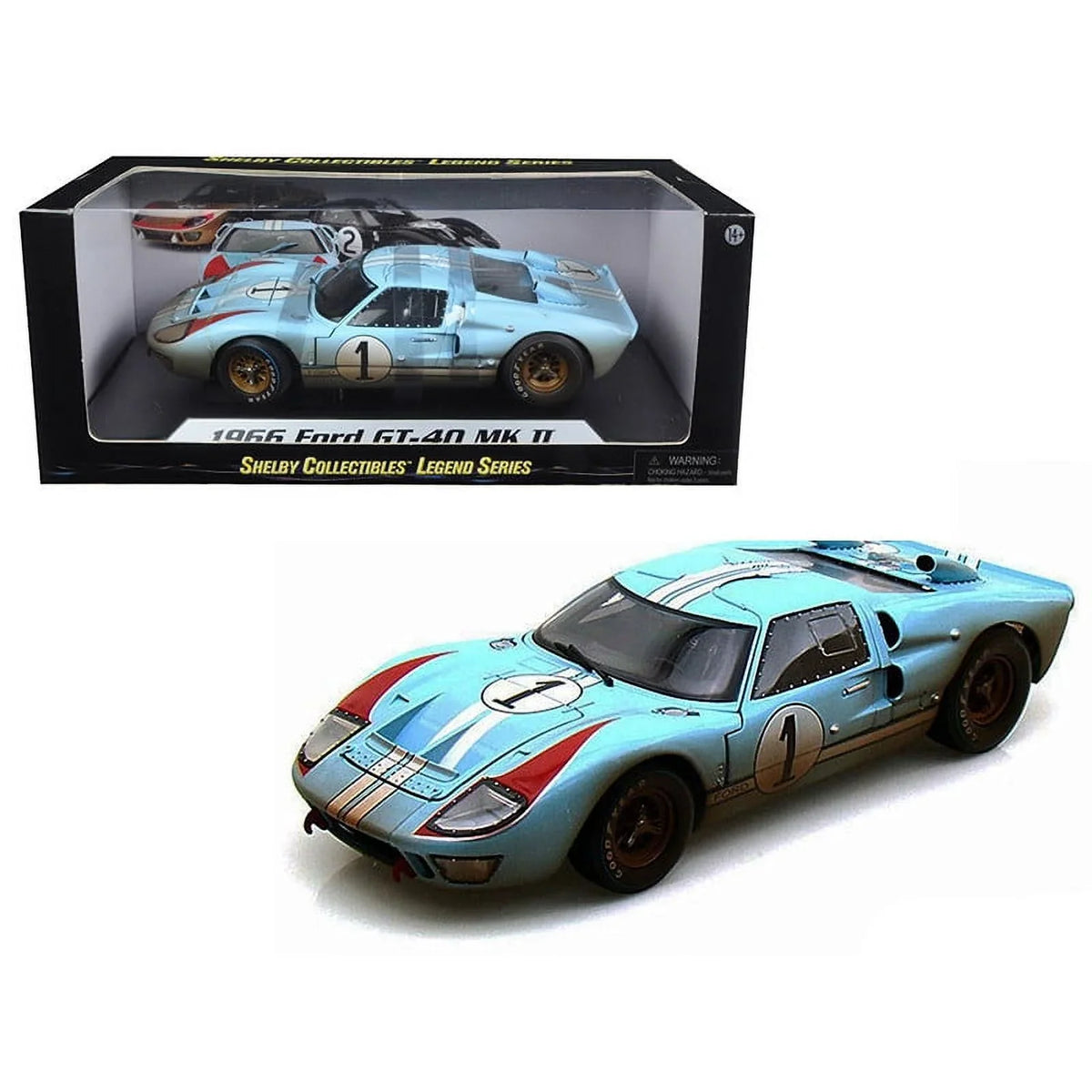 by Version Dirty Ford 1/18 Blue MK Diecast #1 Gulf 1966 GT-40 Car Collectibles design Shelby 2