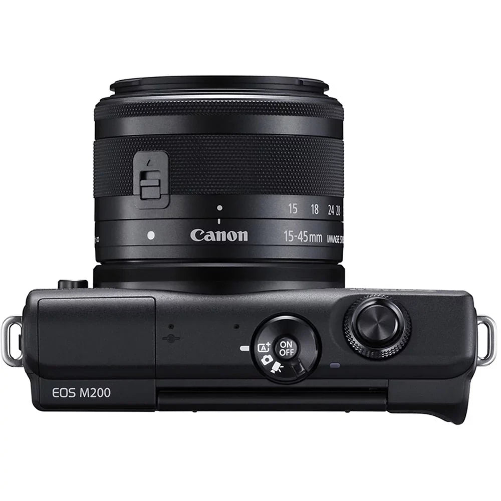 Lens 128GB Digital Mirrorless Camera Canon Kit 15-45mm M200 with + EOS (Black)