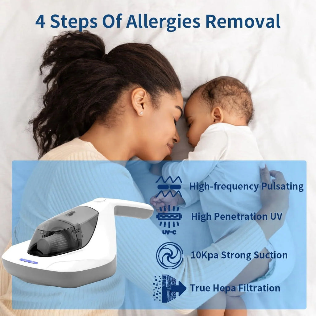 Handheld Pad&True Pulsating Sanitizer Vacuum Hair/Dust Kills Large with Allergen UV Allergens/Bacteria/Mite HEPA remove Cleaner