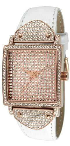 Leather Crystal Gold J5667RG White Couture Rose Case Watch