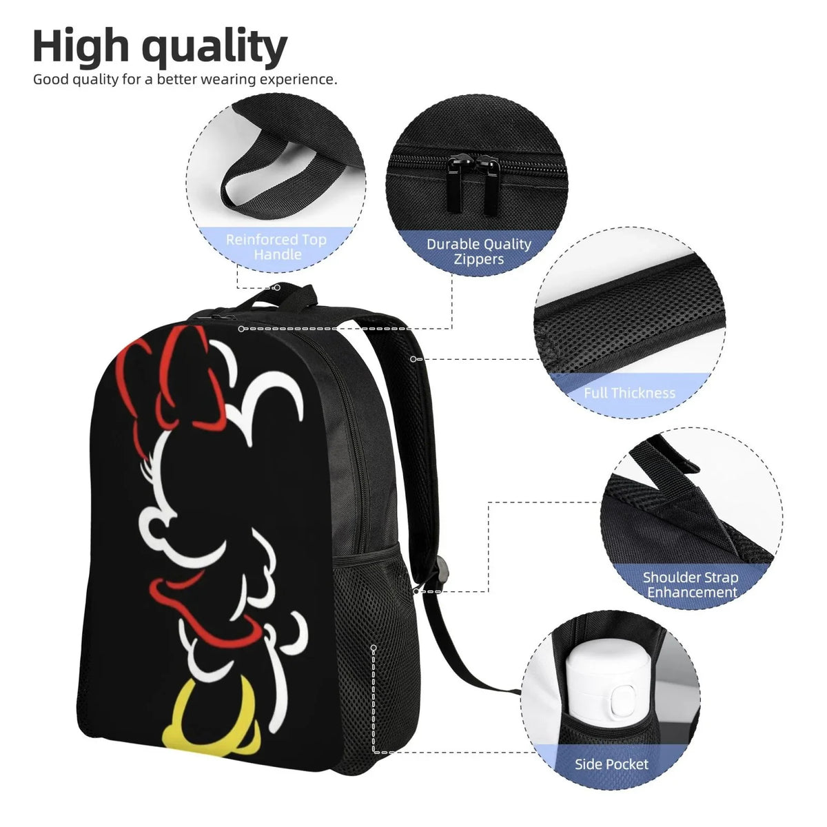 Printed Anime Backpacks Multipurpose Bags Minnie Travel Cartoon 3D Casual Daypacks Backpack