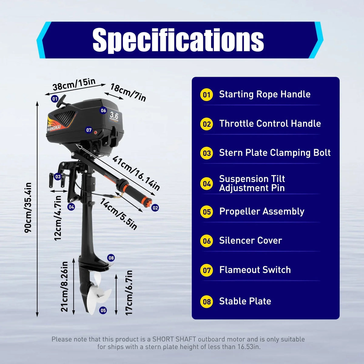 WUZSTAR Motor 2 Fishing Motor,Trolling Stroke Aquaculture Boat Adventure Outboard for Engine Outdoor 3.6HP Boat