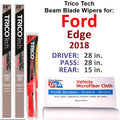 Wipers Wiper Edge w/Rear of 3) Ford 2018 Blade Beam (Set