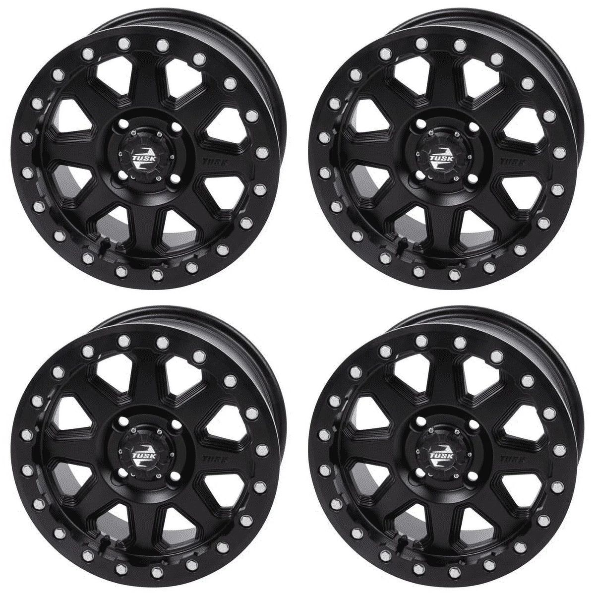 Wheel For 2021-2022 Pro Hd10 3.0 Matte Black Can-Am + 4/137 Lone 14X7 Tusk (4 Pack) Star Defender Beadlock 4.0 Uinta