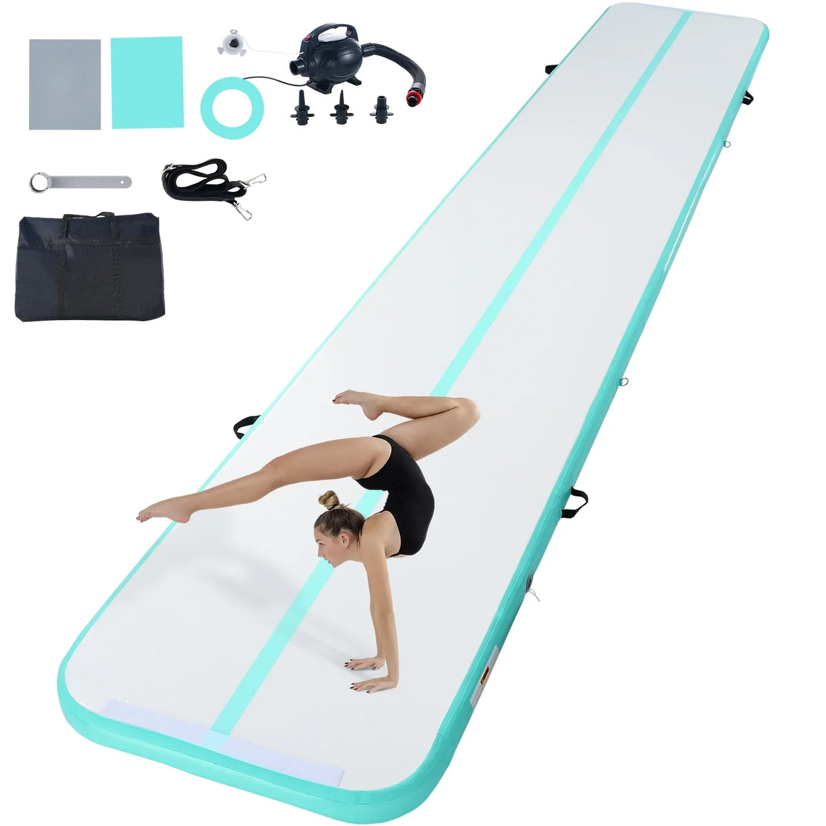 Tumbling Mat 20ft with Gymnastics Mat Pump air-filled Training Air Gym