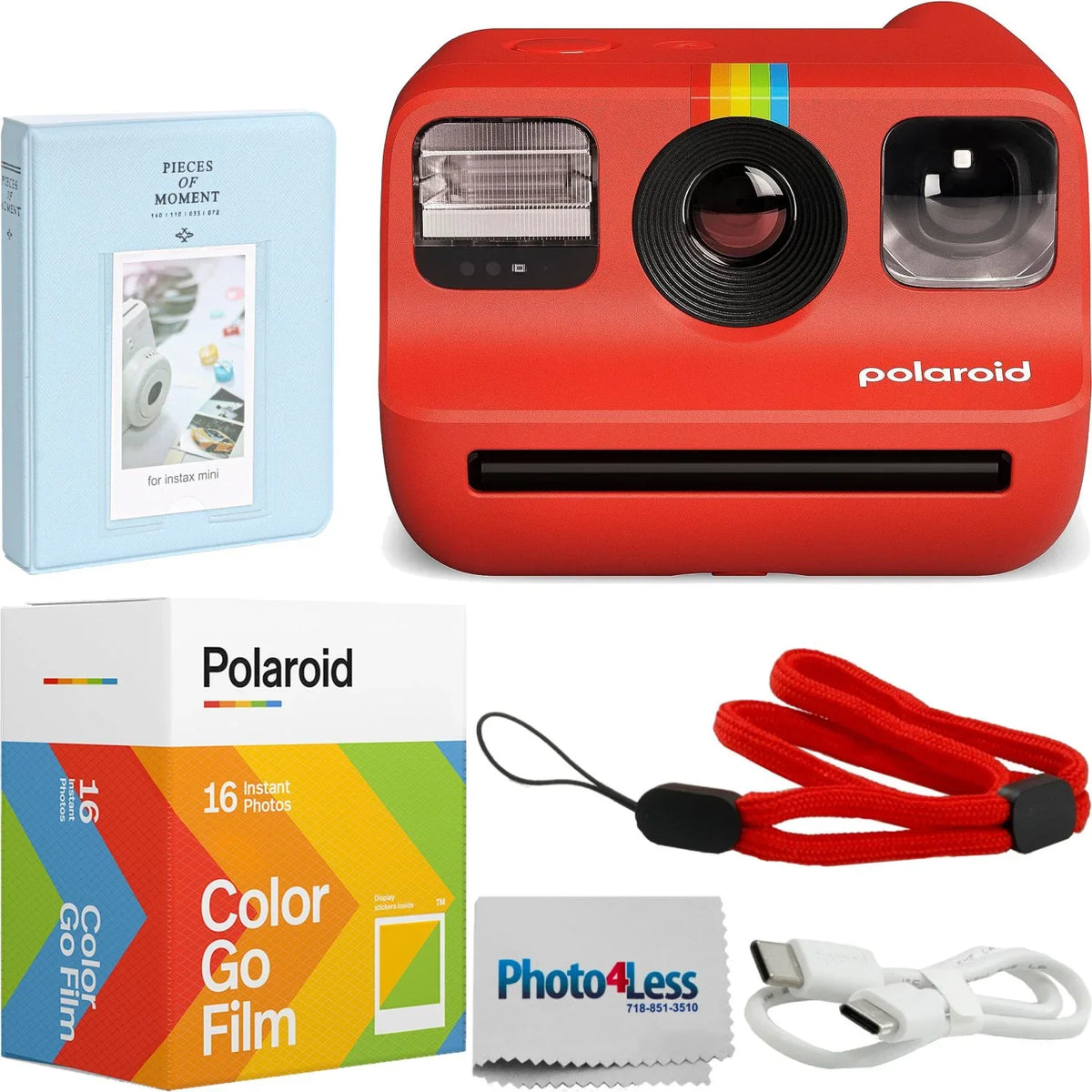 Polaroid (Red) Pack Instant Double 2 Go + Color Generation Film, + Album Camera Film Polaroid