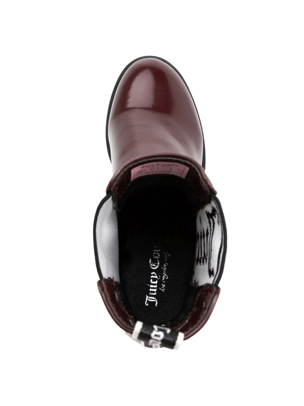 One-up JUICY Goring Comfort Round COUTURE Womens 7.5 Heel Logo M Toe Burgundy Block Booties