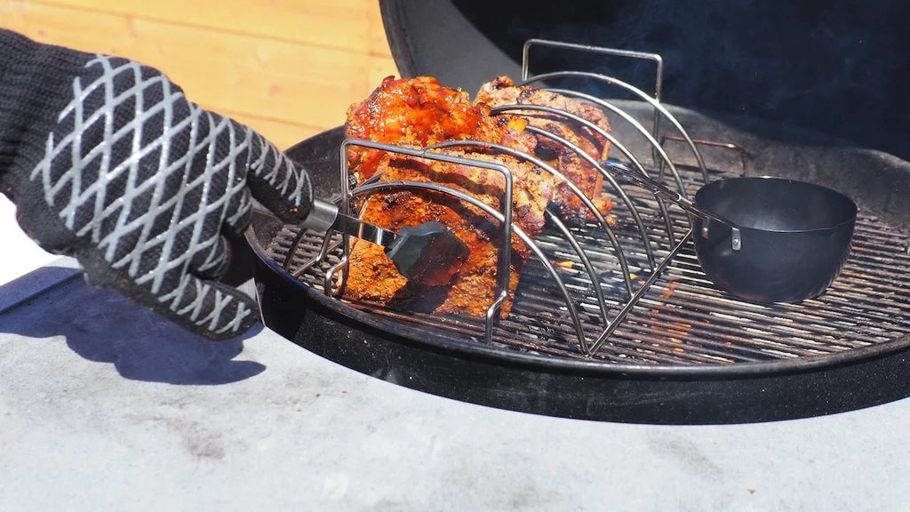 Sauce Brush 3pc Steel King Slot Large Set Basting Rib 6 Rack, Stainless Pan and PitMaster Combo