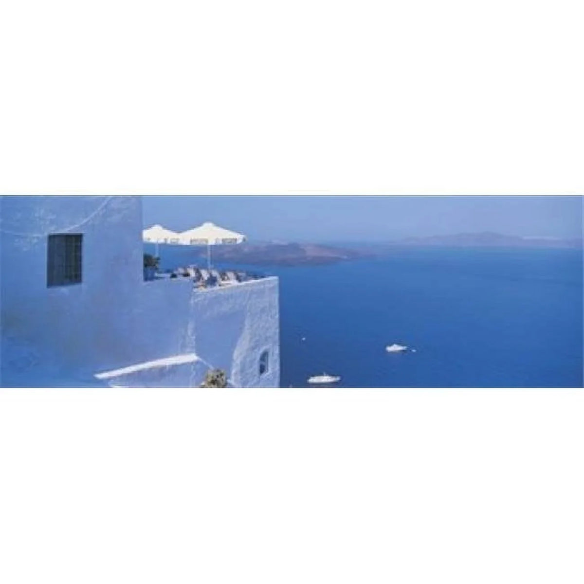 Santorini Water On 36 Fira Boats Island - Building by Poster 12 x Print Greece
