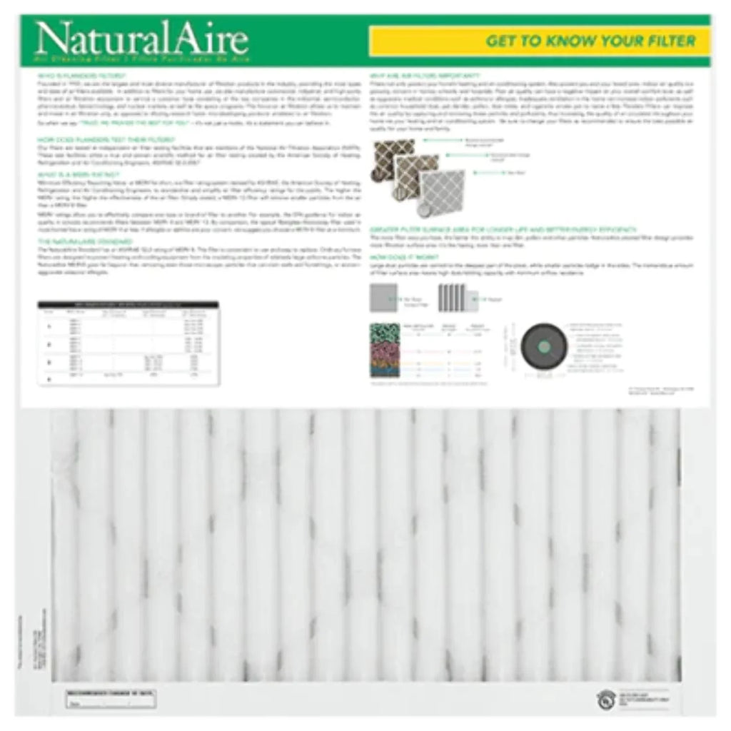of NaturalAire 4314720 8 in. 12 - x 1 36 Pleated MERV Air x Precisionaire Filter Flanders 10 Pack