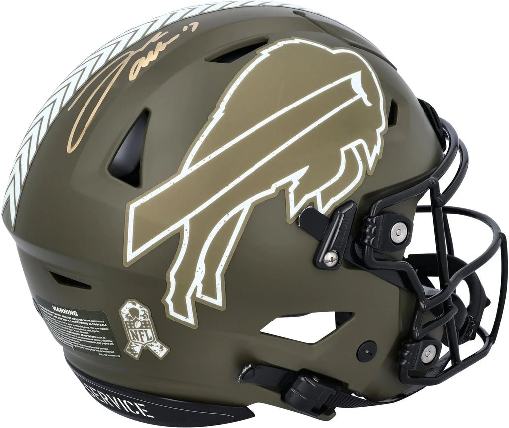 Autographed Allen Bills Fanatics Certified Speed Authentic Josh Salute Service Helmet - Authentic To Buffalo Riddell 2022