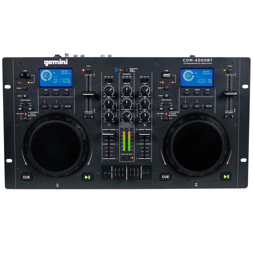 DJ Media Player 15" CD/MP3/USB Woofers Bluetooth CDM-4000BT Package Speaker AS-1500P Gemini & with Active