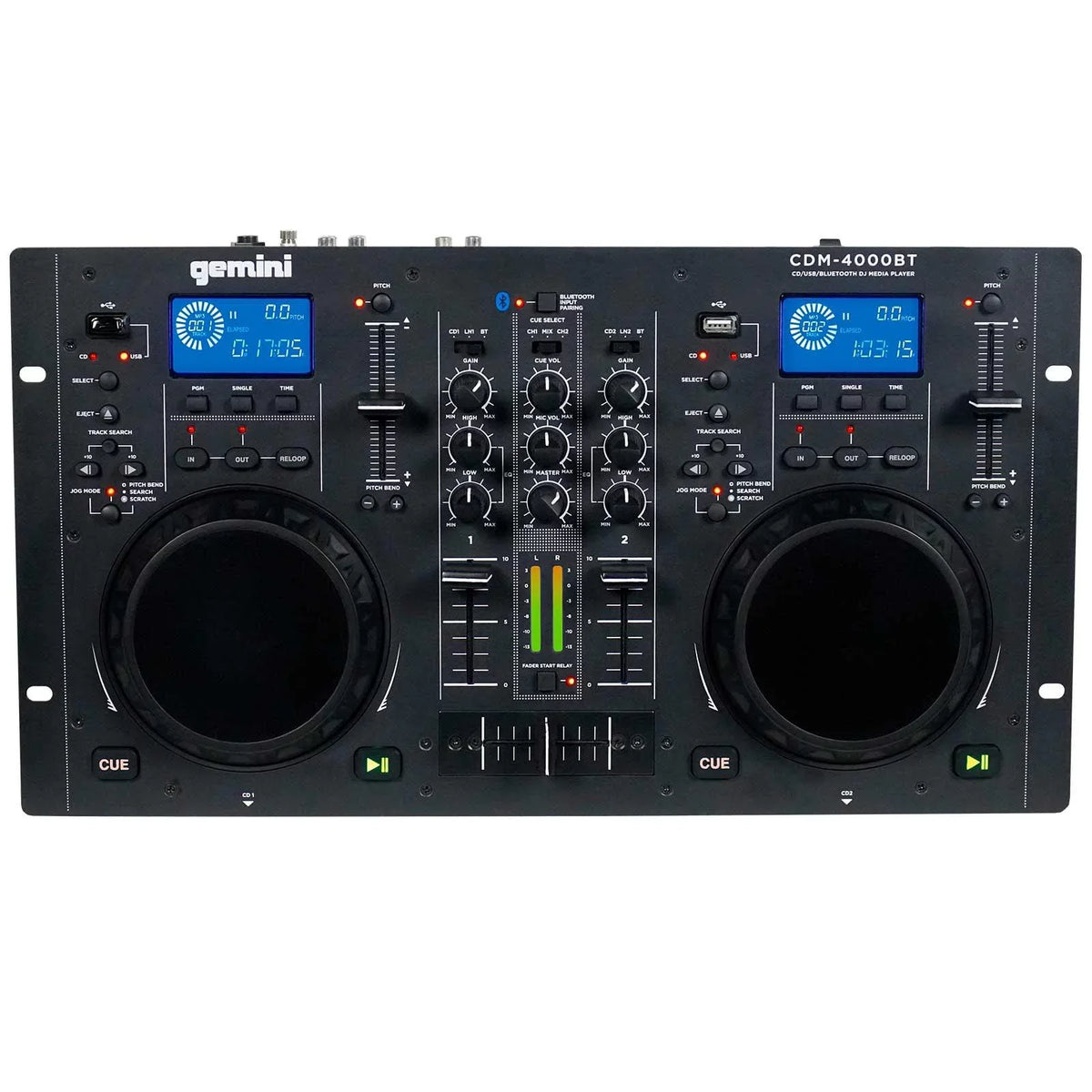DJ Media Player 15" CD/MP3/USB Woofers Bluetooth CDM-4000BT Package Speaker AS-1500P Gemini & with Active