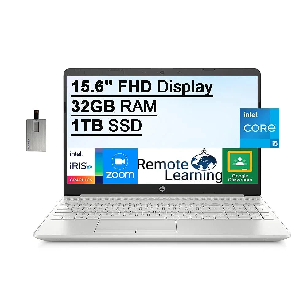 512GB Windows SSD, Silver, Iris DDR4 2021 Core PCIe Stereo HD Gen Intel Xe 10, FHD USB Graphics, 12GB i7-1065g7), 11th Card Speakers, Intel 32GB Computer, RAM, Webcam, Laptop i5-1135G7(Beats 15.6