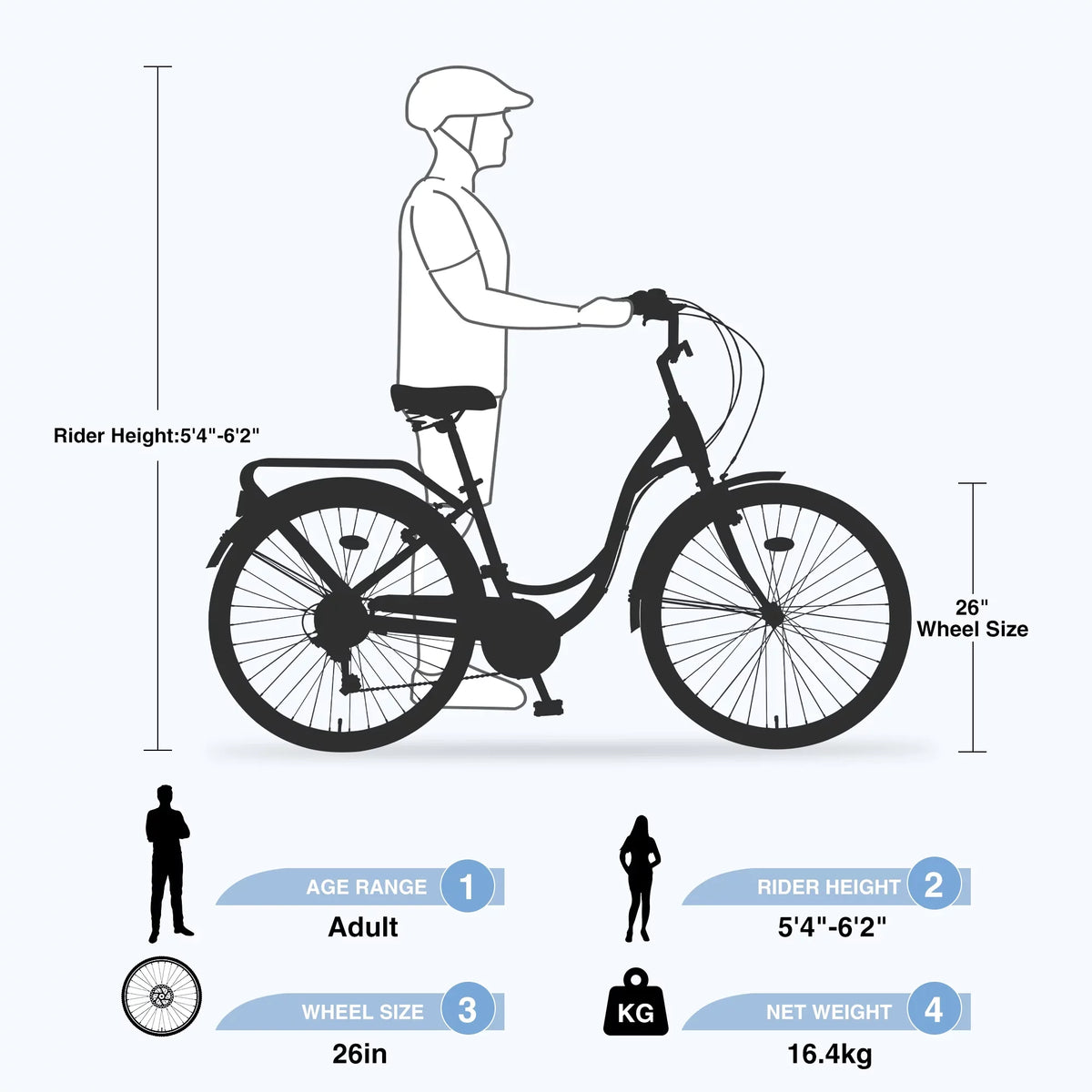 7-Speed for Bike Blue Adult 26" Women,