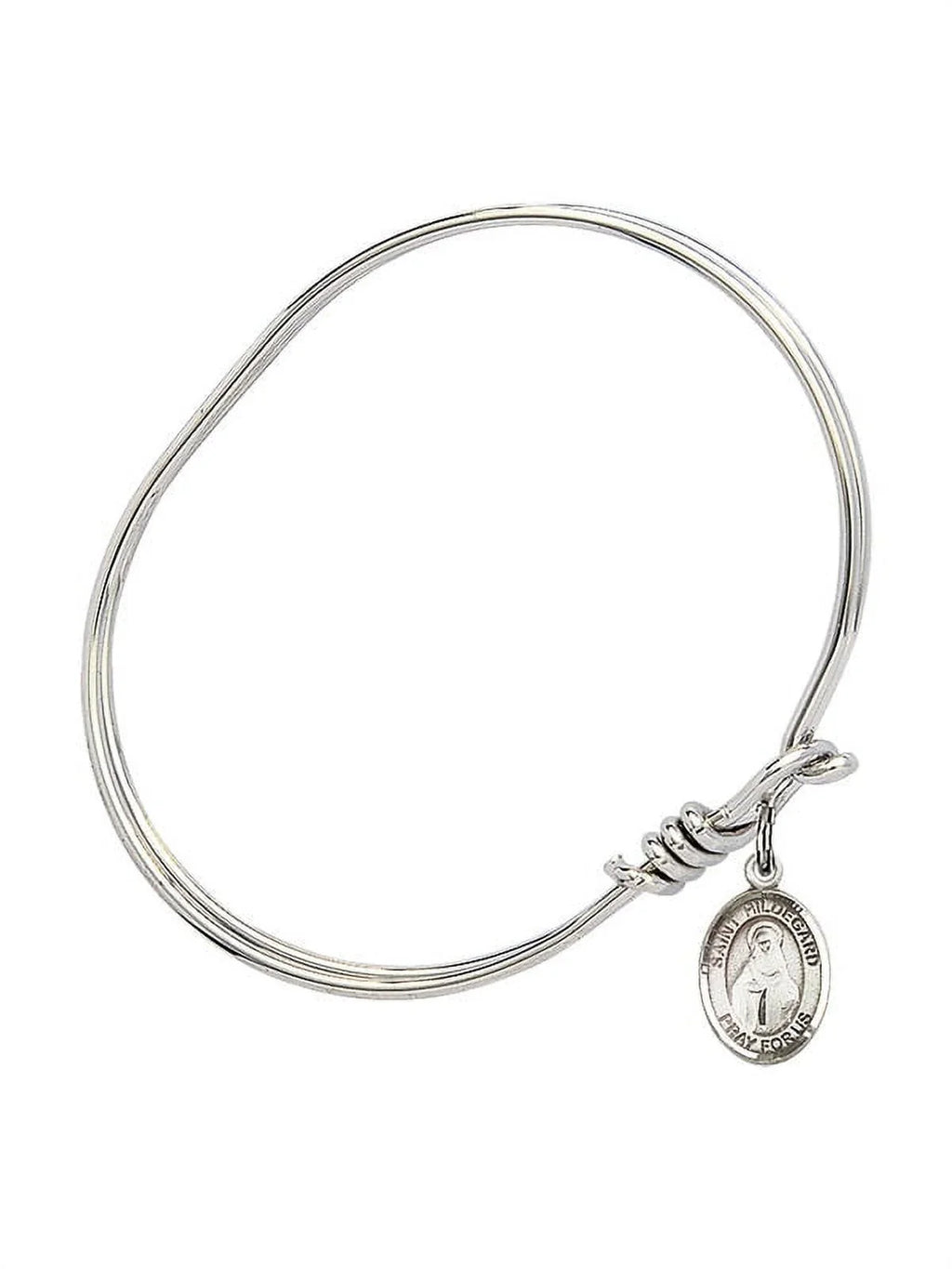 St. Bangle 3/4 Silver Oval Hildegard 5 inch in Hook Eye Sterling w/ von Bingen Bracelet