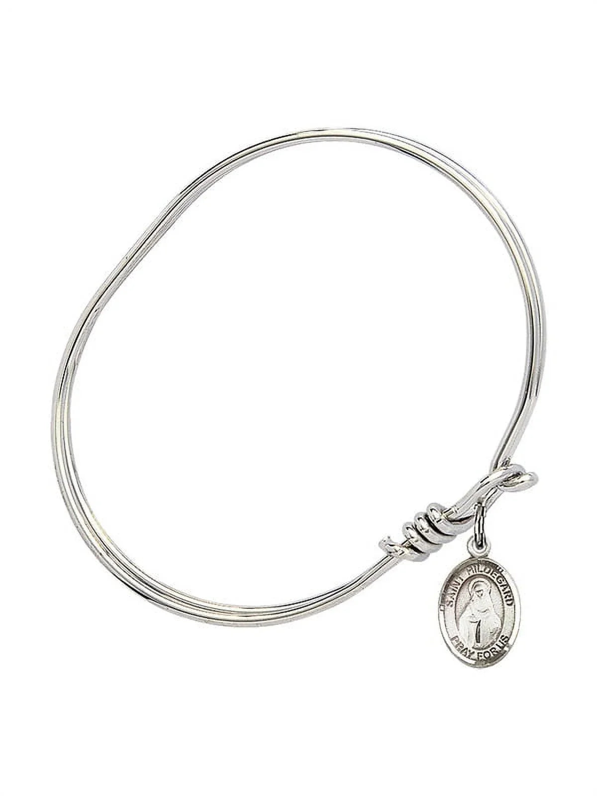 St. Bangle 3/4 Silver Oval Hildegard 5 inch in Hook Eye Sterling w/ von Bingen Bracelet
