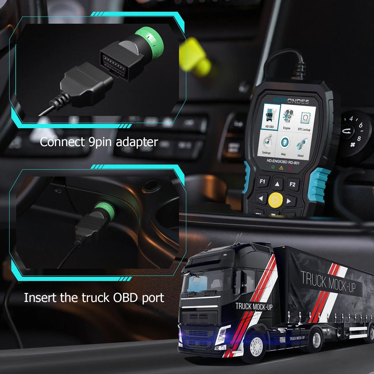 Tools RD801 Scanner Heavy Reset OBD2 Diagnostic Code Oil Duty Truck Reader Romondes Diesel Scanner Truck DPF