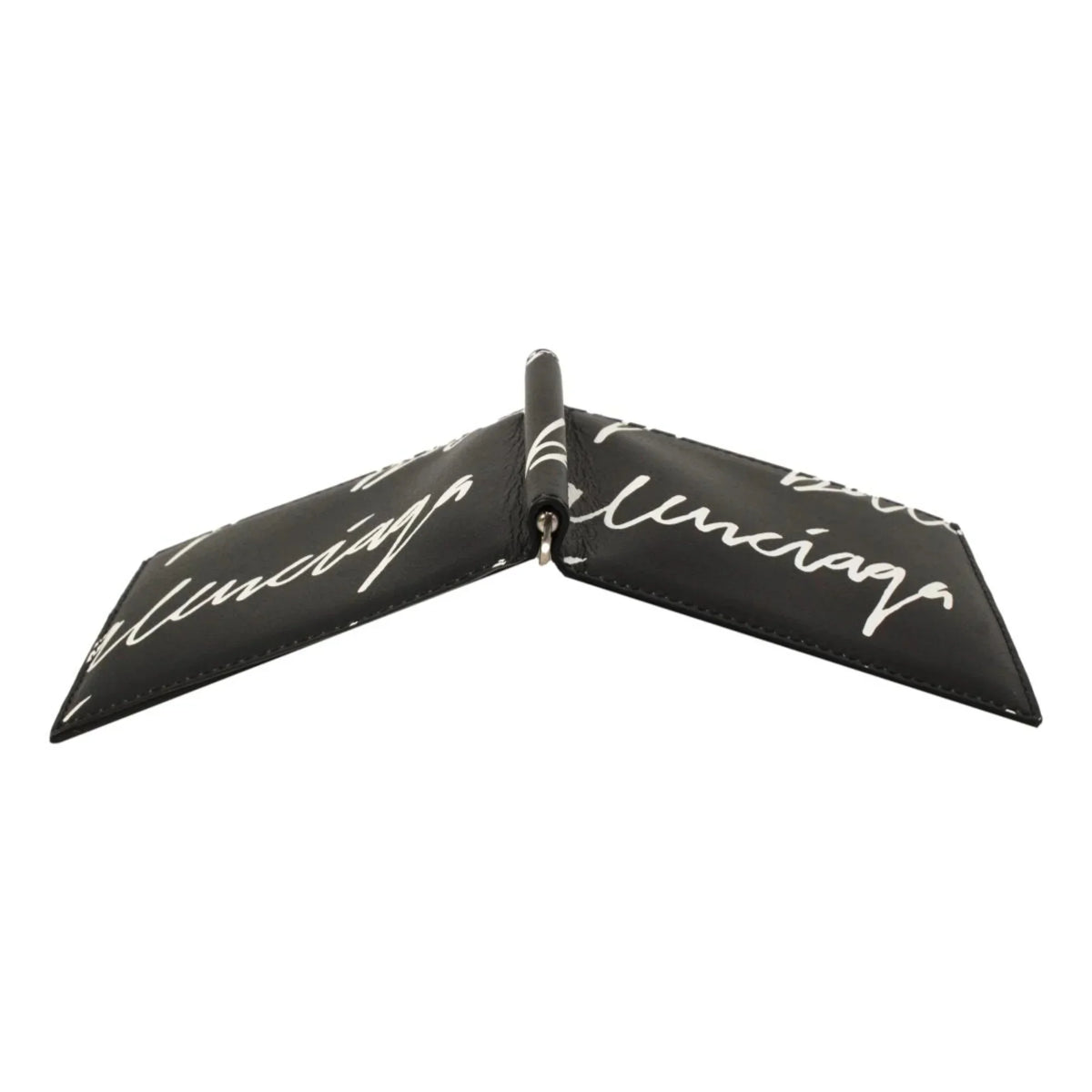 Black Logo Scribble Cash Wallet 625819 Money Clip Balenciaga Leather