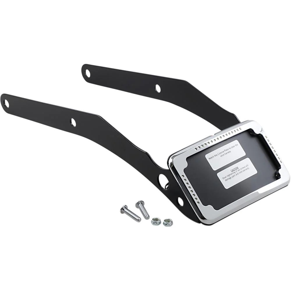 Plate and Curved Signal Mount Slick Visions Cycle Frame License - Chrome CV-4653