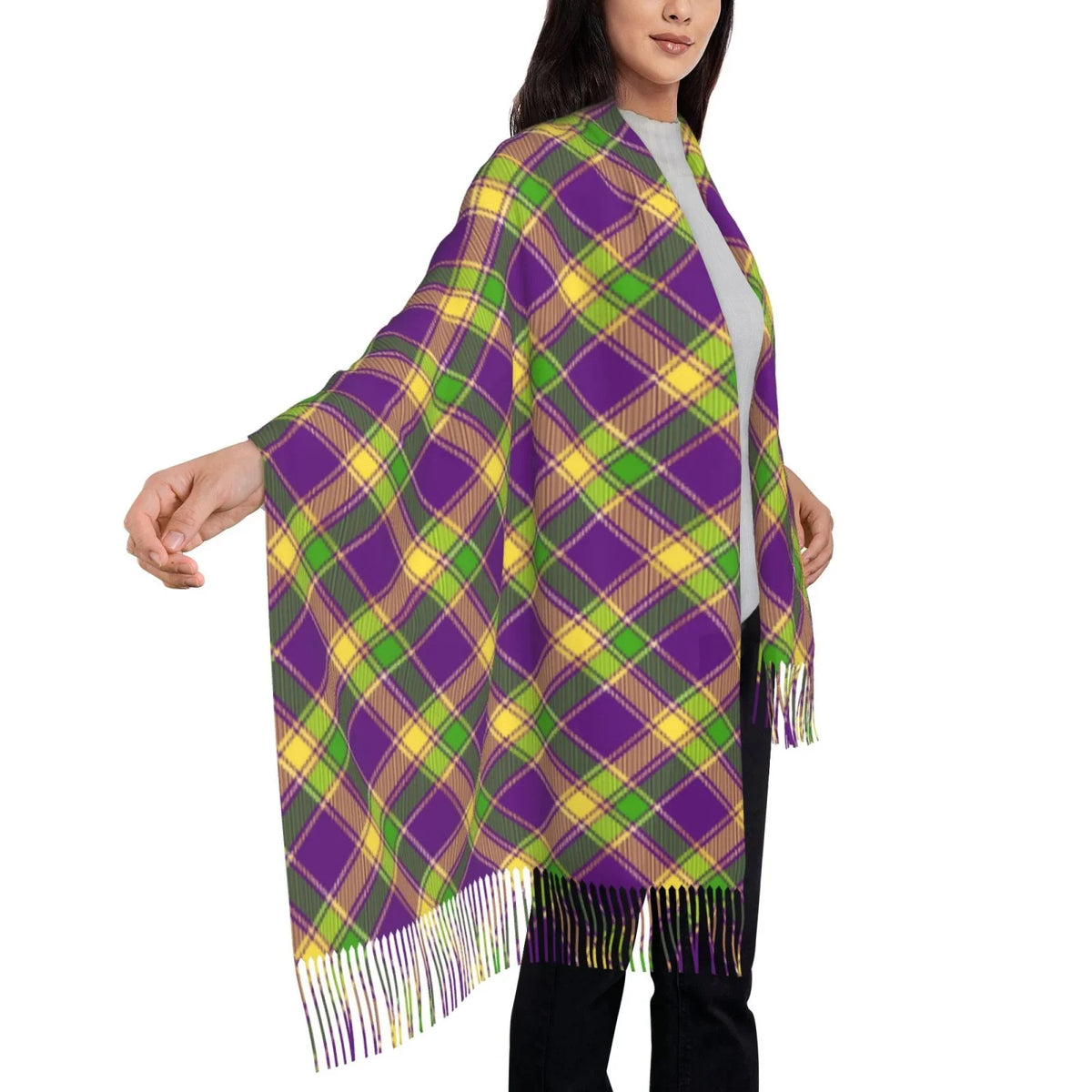Art Bingfone Plaid Mardi Scarves Scarf Women Gifts- Large Print Gras Cashmere Wrap Soft Elegant Warm Shawl Winter For Feel