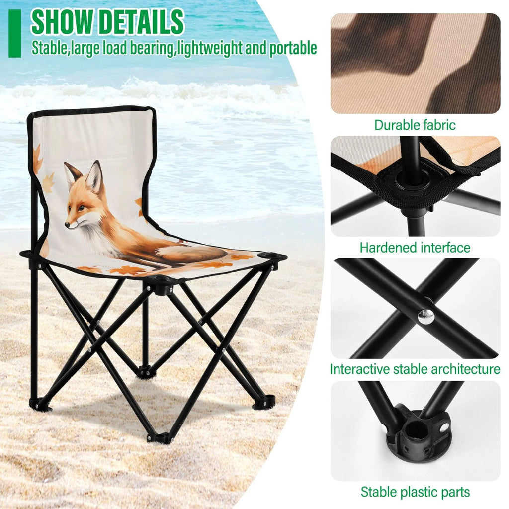 with for Outdoor Chair Beach Leaves Small Chair Bag Chair Carry Portable Folding Lawn Chair Camping Kids Autumn Fishing Fox with