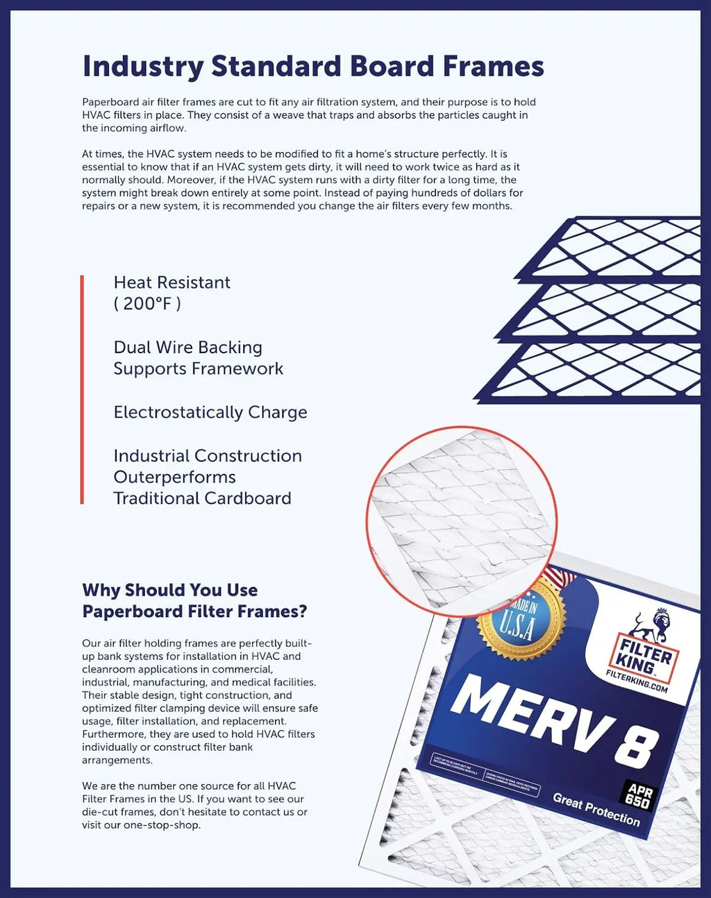 MADE Size: MERV USA Furnace x | | King Filter HVAC Pleated Filters IN Filter 8 x 8 | 8x25.5x1a Actual Air 25.5 | 4-PACK A/C .75"