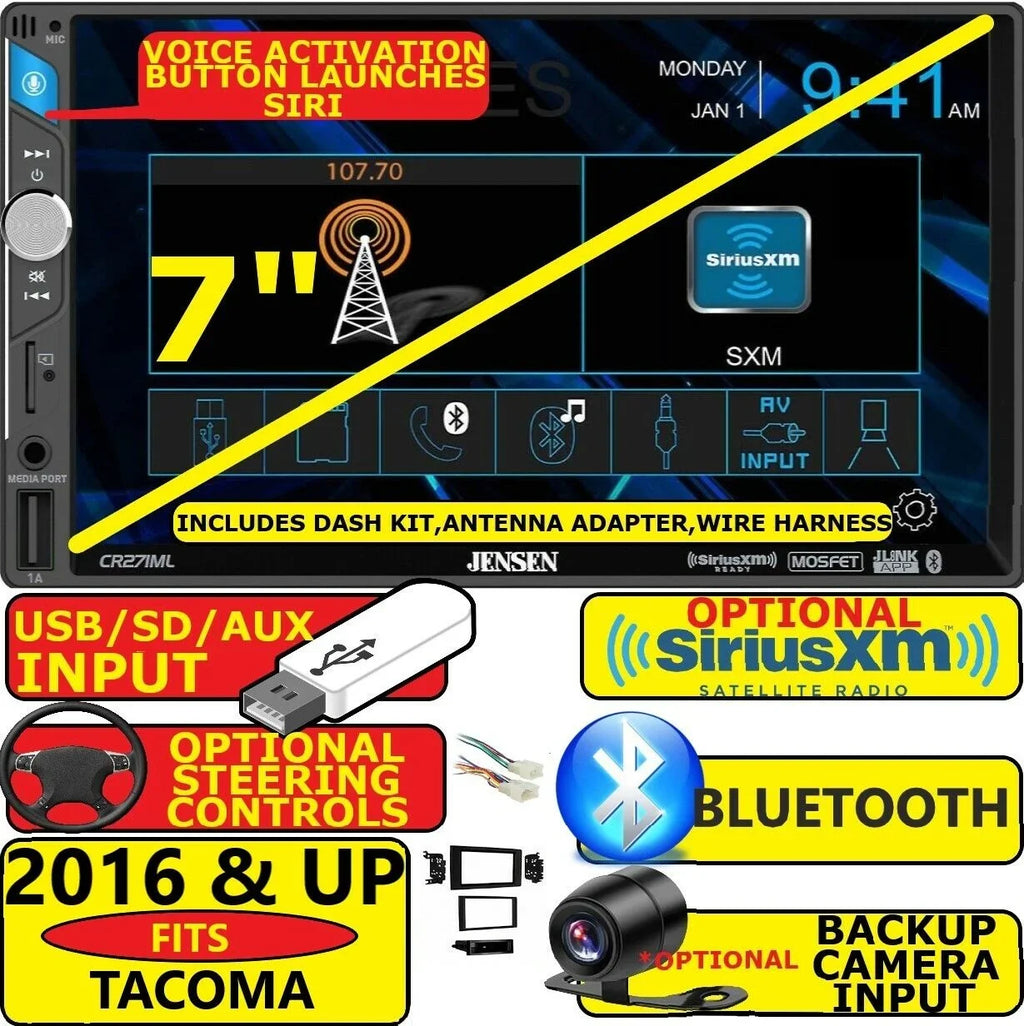 RADIO CD/DVD/AUX NAVIGATION JENSEN UP STEREO TACOMA USB BLUETOOTH GPS 2016 & PKG