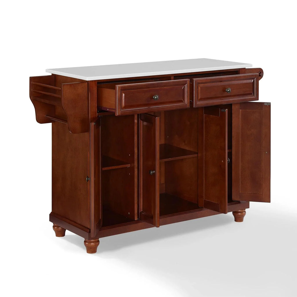 HomeStock Mahogany/White Full Beauty Kitchen Beachy Size Top Island/Cart Stone