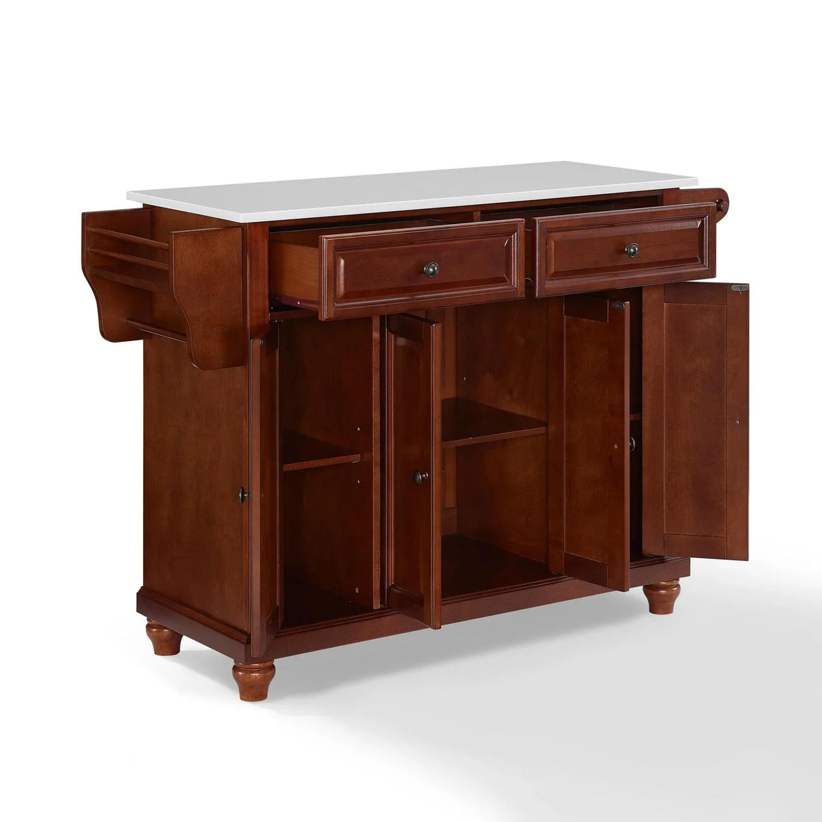 HomeStock Mahogany/White Full Beauty Kitchen Beachy Size Top Island/Cart Stone