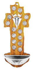 Wood Style Water Olive 7" Font Holy Crucifix