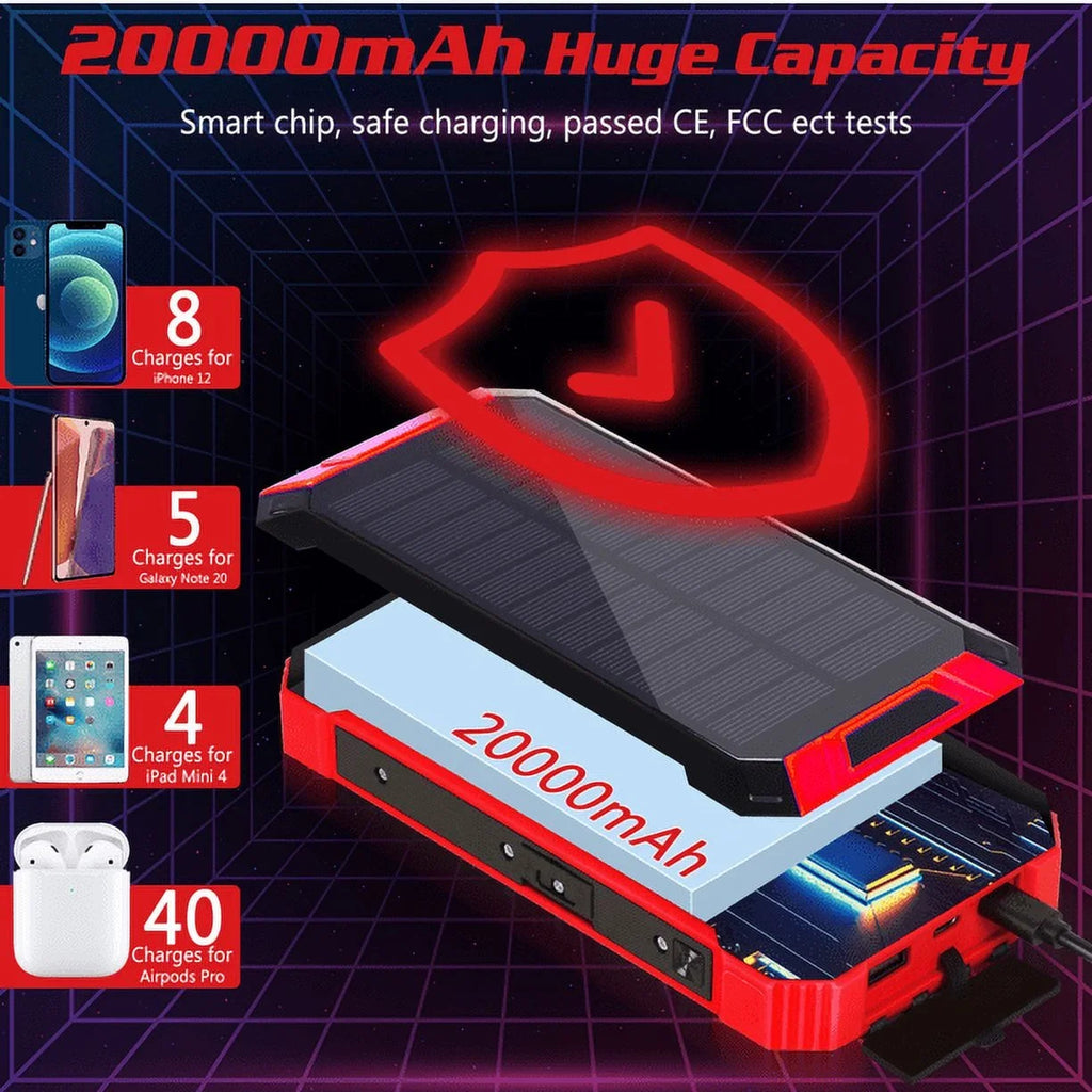 Charger IPX4 with 5V/3A Flashlight Bank 20000mAh Ulefone Qi LED Power For 6 4 Outputs 9 Waterproof Inputs C 3 Armor Battery Cables Port Built-in 15W External Solar Solar USB Wireless Portable
