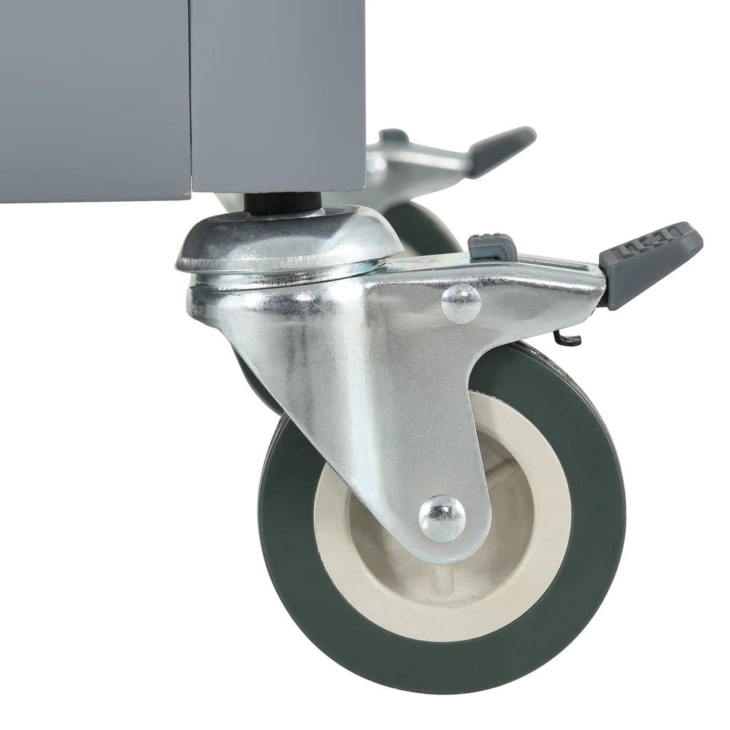 Kitchen Wood Locking - Blue Wheels Grey Top Island Solid Granite with Cart and