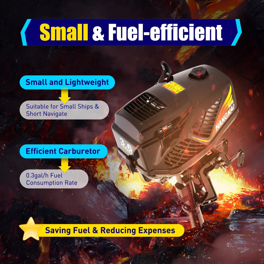 2 Motor, Gasoline 55cc Engine Black Water Fishing Control 3.6 setup Cooling Boat with Stroke Clutch Outboard