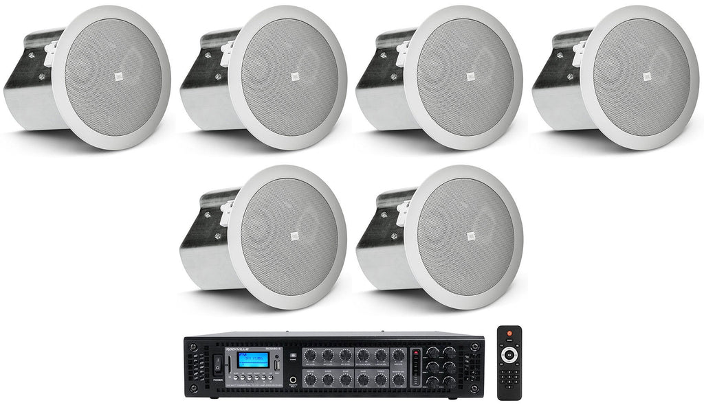 Speakers+Receiver 6) JBL For Amp CONTROL 14C/T 4" In-Ceiling Restaurant/Bar/Cafe