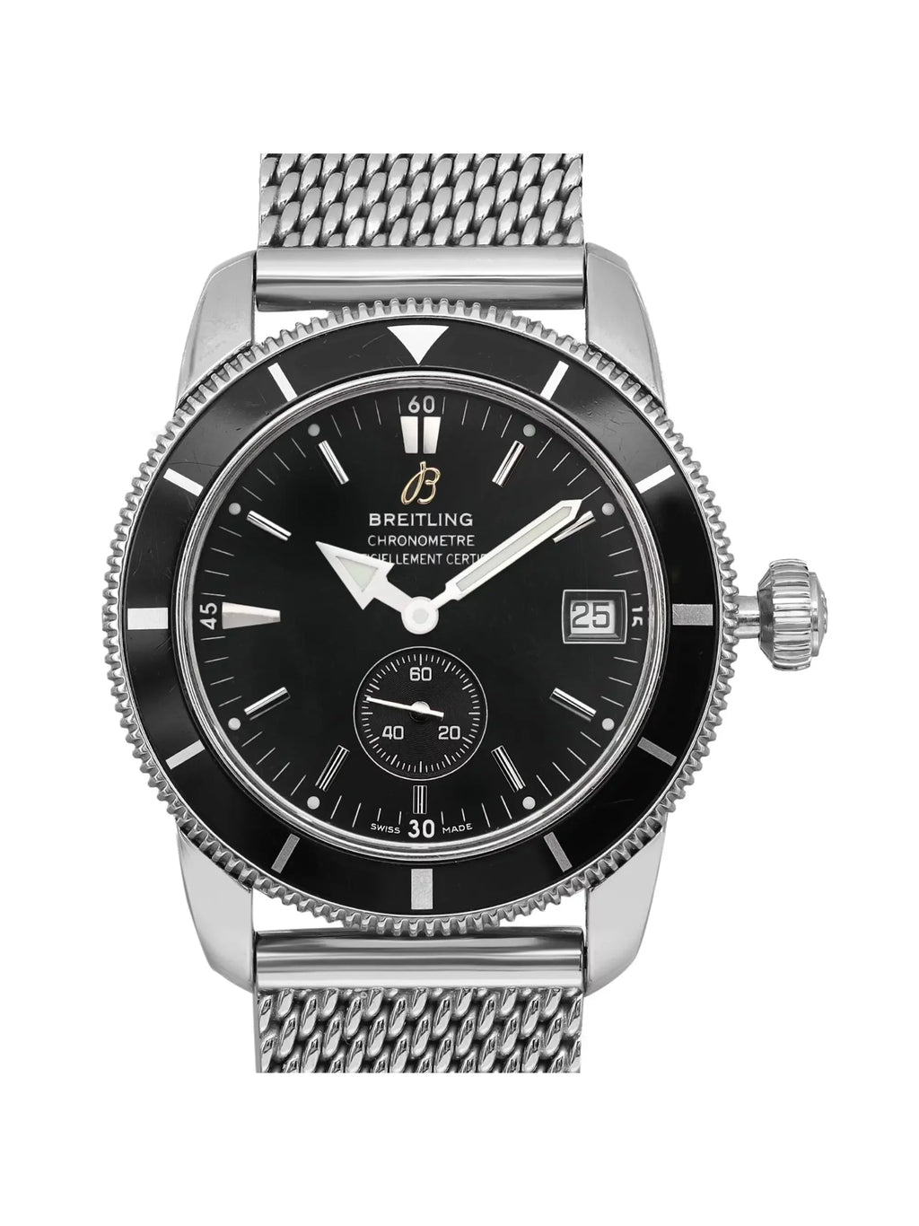 A3732024-B869SS Dial Breitling 38mm Mens Heritage Watch SuperOcean Black Steel