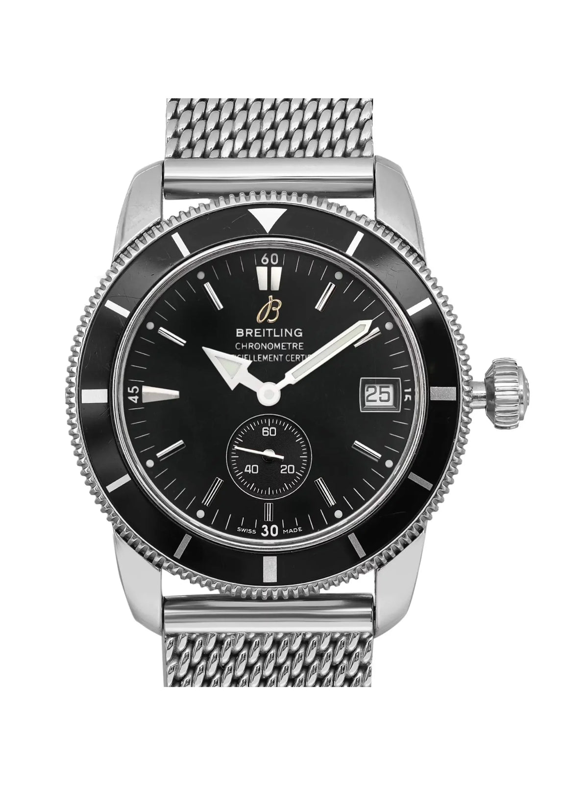 A3732024-B869SS Dial Breitling 38mm Mens Heritage Watch SuperOcean Black Steel