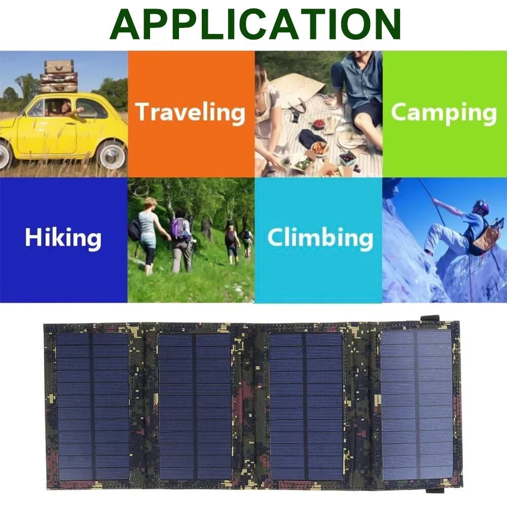 Solar USB Outdoor Power Panel USA Bank 80W Phone Folding JLLOM Camping Charger Hiking