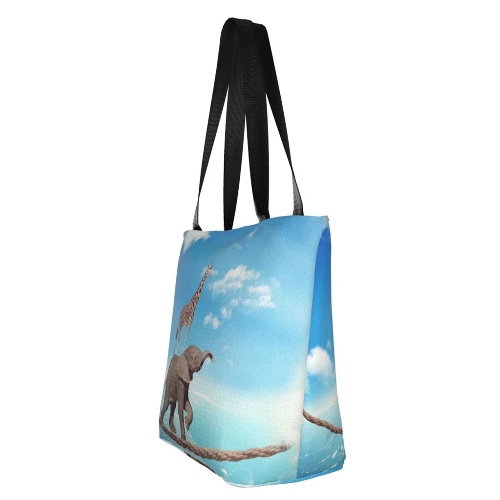 Rope Large Bag Elephant Overcomes On Bag,Shoulder High Bag Hobos Shopping Handbags Giraffe Walking Tote Lukts Capacity Women'S By Fear