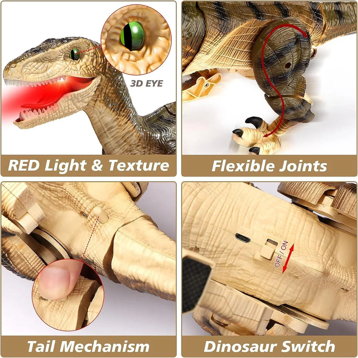 Control Girls 8-12 Toys Kids Gifts Dinosaur RC Walking Remote for Brown Dinosaur Boys 3-5, Old Sounds Ctrl T-Rex Age and 5-7, with - Years JBee Toy Robot for Lights Boys
