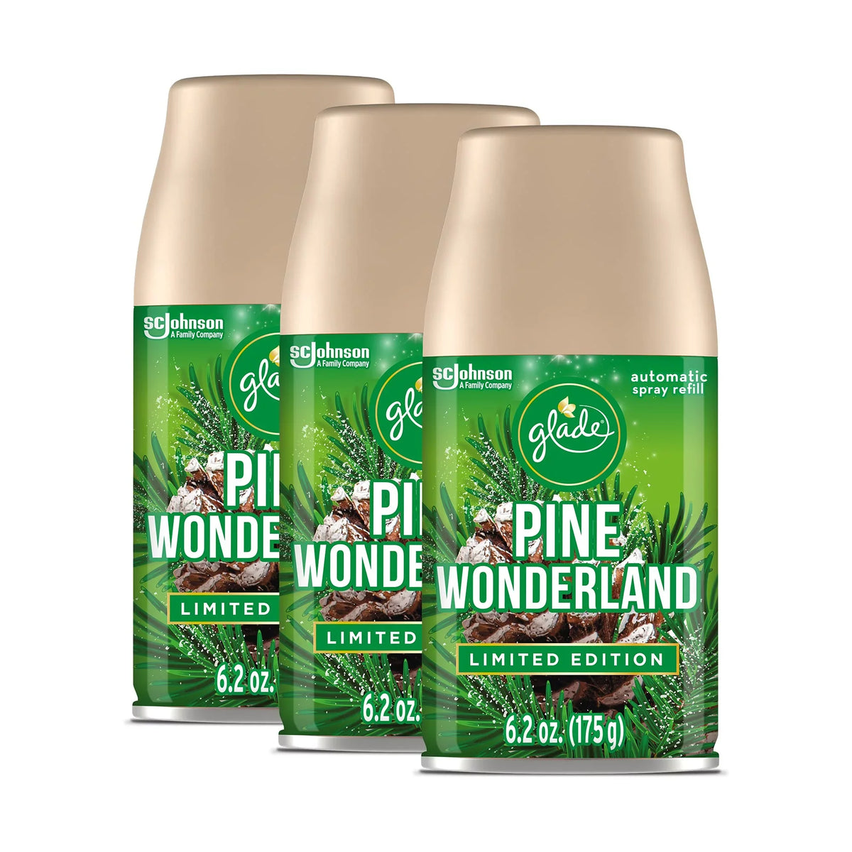 and Oz, for Air Freshener Home Spray Glade 3 Pine Wonderland, Count Automatic Refill, 6.2 Bathroom,