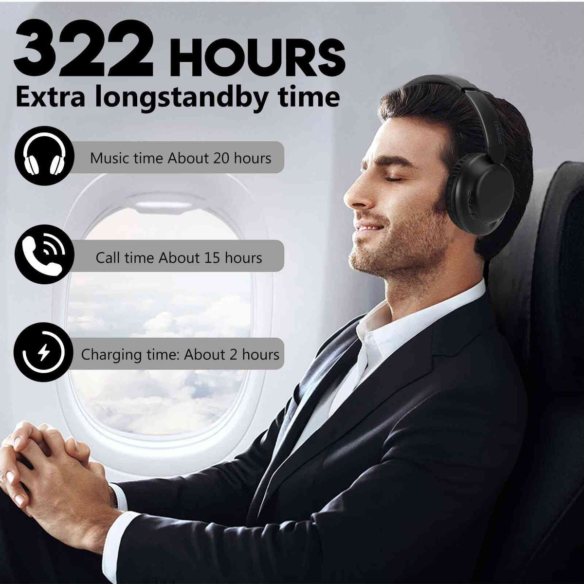 with 30 Pro UrbanX Bass, Stereo Ear Wireless Audio, Superior Mic The Over 5G Deep Resolution Headphones for with Earphones Axon Call Phone Bluetooth ZTE Support UX35 High Comfort