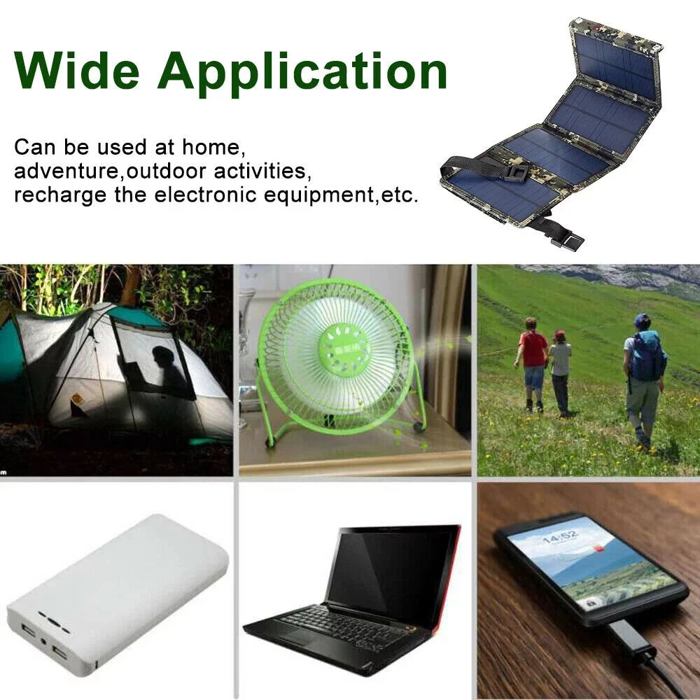 Solar USB Outdoor Power Panel USA Bank 80W Phone Folding JLLOM Camping Charger Hiking