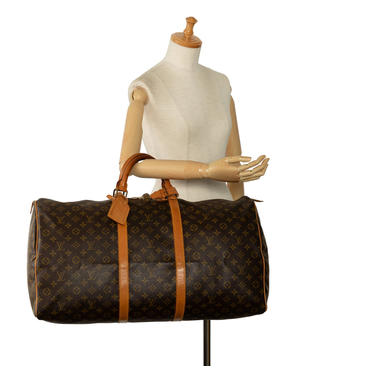 Canvas WeekenderBag Unisex Keepall Authenticated Bag Brown Vuitton Louis Monogram Travel Pre-Owned 60 (Fair)