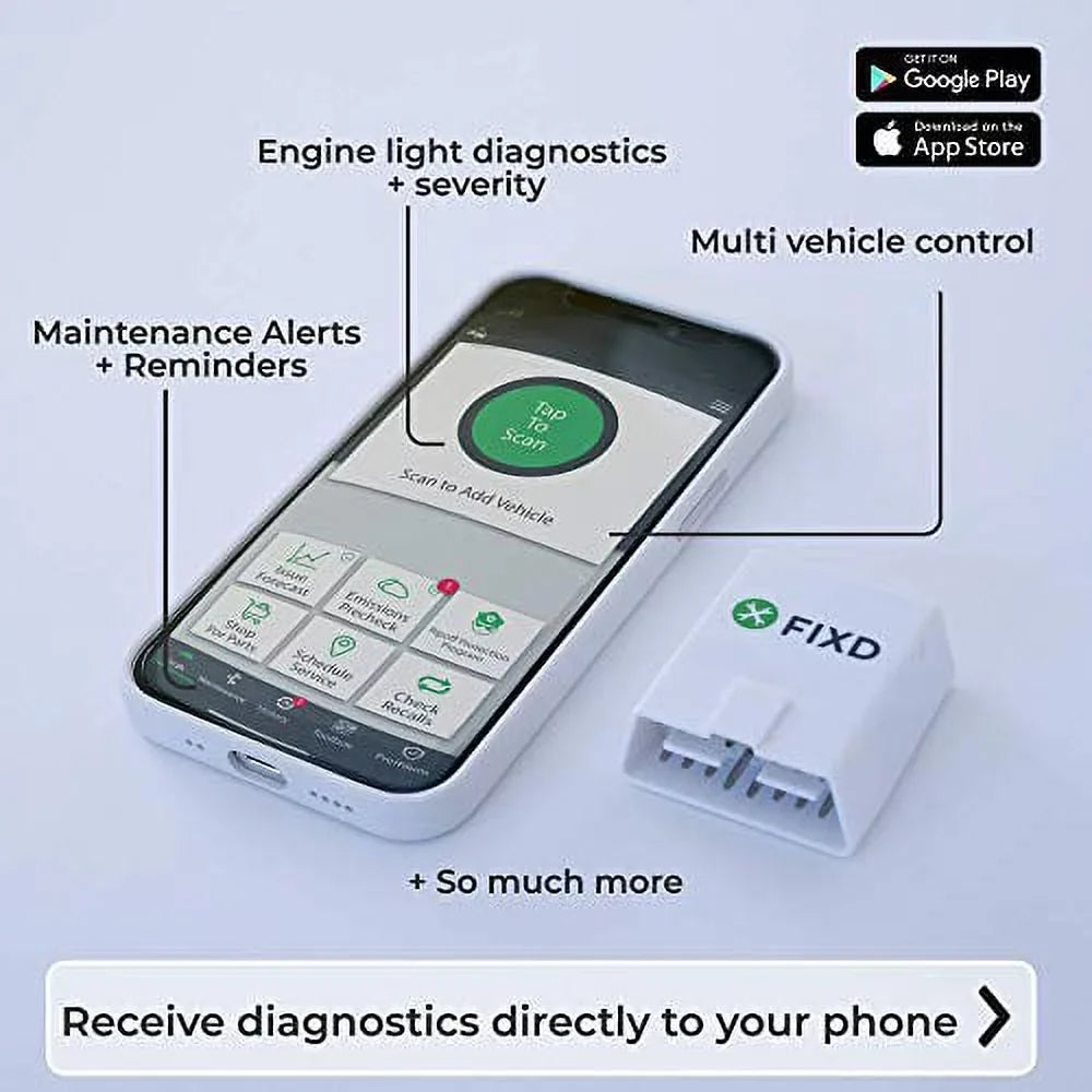 Newer Diagnostic Code Scanner OBD2 Auto Fix Bluetooth & OBD2 & Scan Vehicles - for & iPhone Wireless - Check to (3 Cars or for Engine Tools All Car FIXD Tool Car ‘96 Readers & Android Pack)