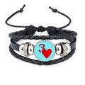 Rope Poker 3 Leather Heart Bracelet Wristband Woven Jupiter Love Braided