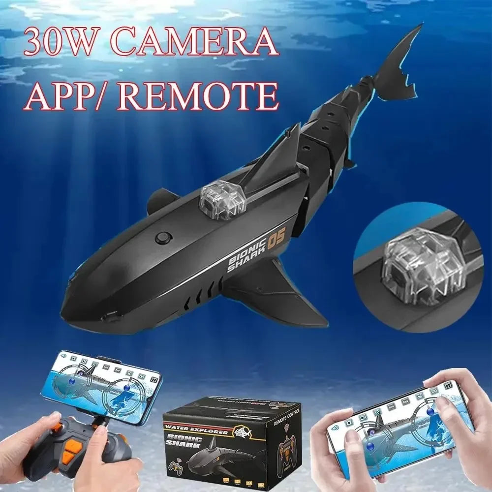 Shark HD camera Boat Pool RC 04 Boys Toy with Submarine Camera Kids control Children Electric Toys remote boats Animals 30W
