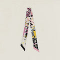 New Silk Scarf Scarf Hermmes Black/Rose/Yellow Suite Ladies Twilly Muffler