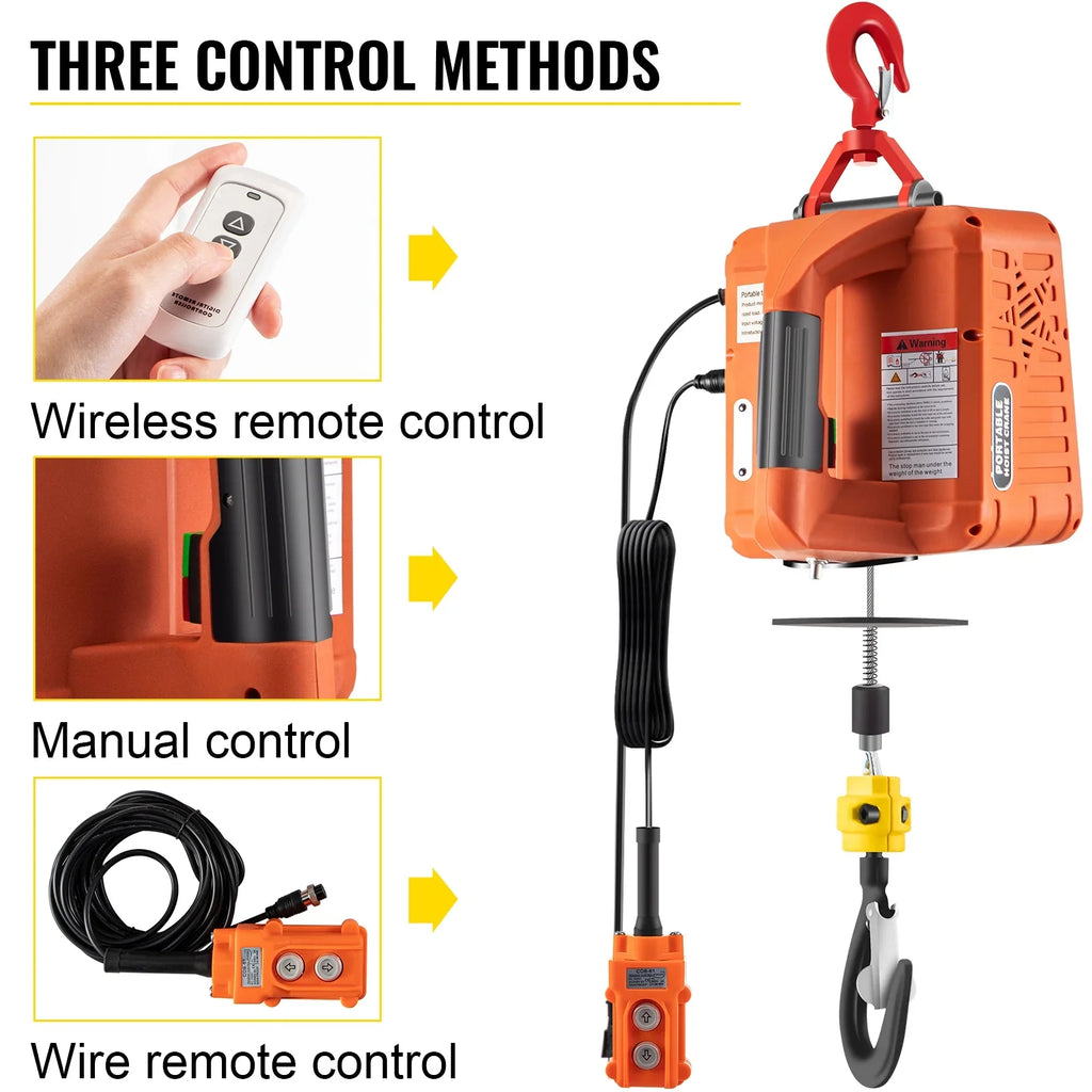 Hoist 25ft Remote 3-in-1 Crane Portable Electric BENTISM w/ Winch Control 1100lbs