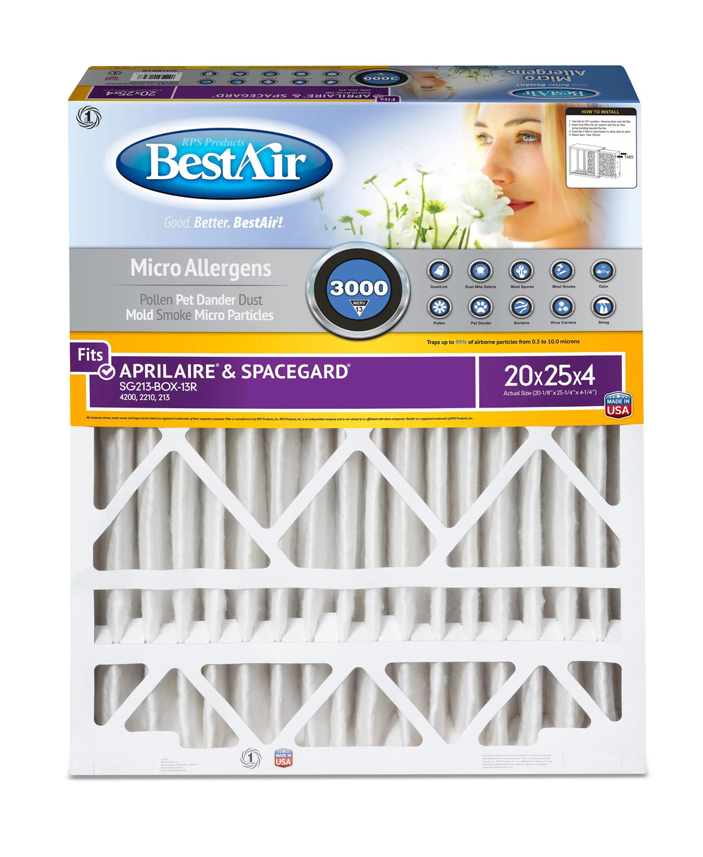 3000 Replacement Furnace MERV AXP-213-13R-2 13 BestAir Series Filter